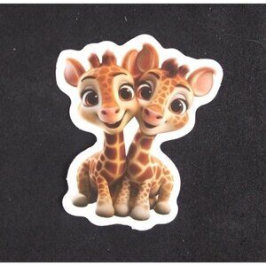 10/$10 Adorable Baby Animal Twins Giraffes Sticker 2" x 1.75" (E)